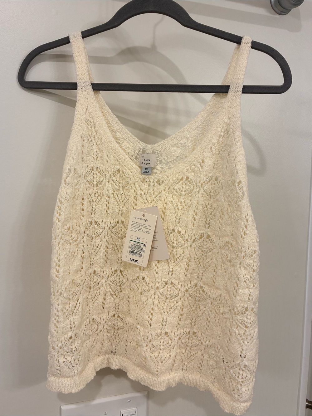 a new day Cream Lace Knit Tank Top